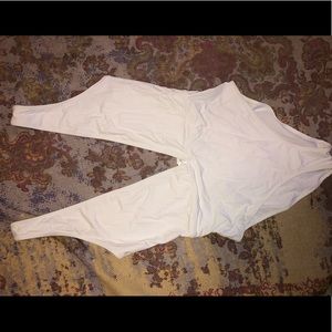 White deep plunge bathing suit